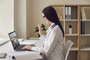 Online Doctor Gives Remote Consultation Using Video Call