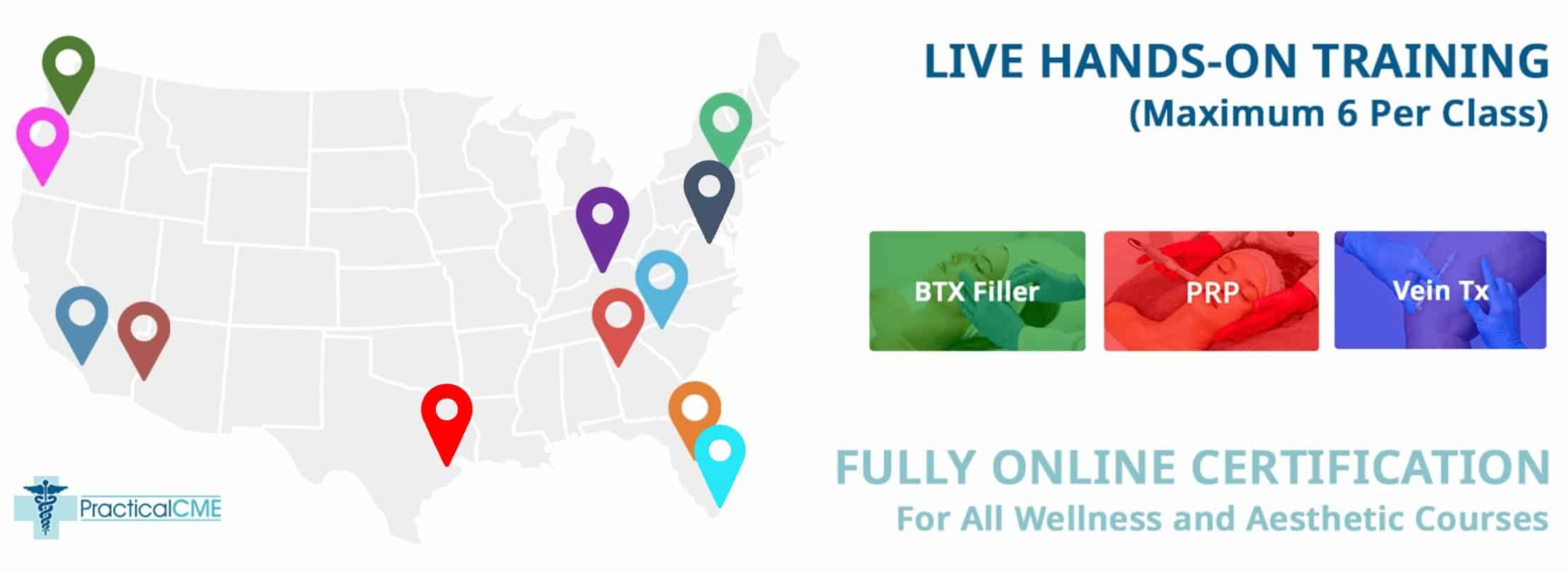 PracticalCME Live Hands-On Botox Training Locations: New York, Wasthington DC, Charlotte, Atlanta, Orlando, West Palm Beach, Houston, Phoenix, Los Angeles, Seattle.