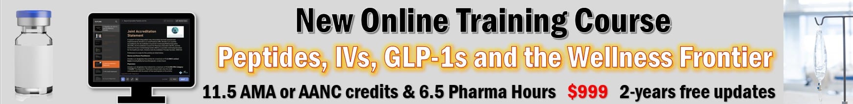 peptides, IV, GLP-1, accredited online training course AANC and AMA credits
